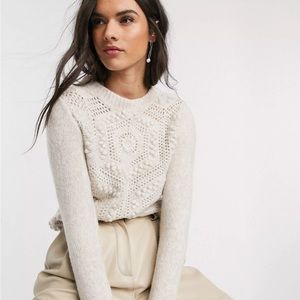 Mango crochet detail sweater in cream